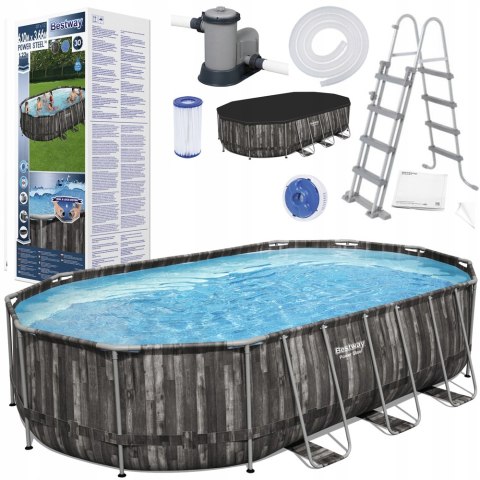 Basen stelażowy owalny Bestway 6,1x 3,66 x1,22 m