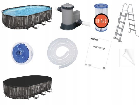 Basen stelażowy owalny Bestway 6,1x 3,66 x1,22 m
